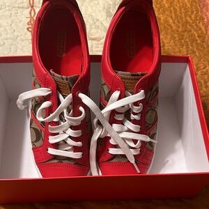 Coach Women's Red and Brown Sneakers